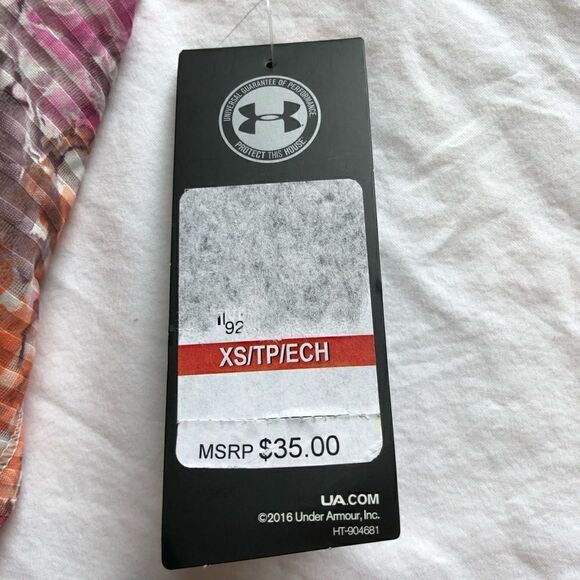 Under Armour Heat Gear Athletic top White/Orange/Pink XS NWT - Picture 4 of 8